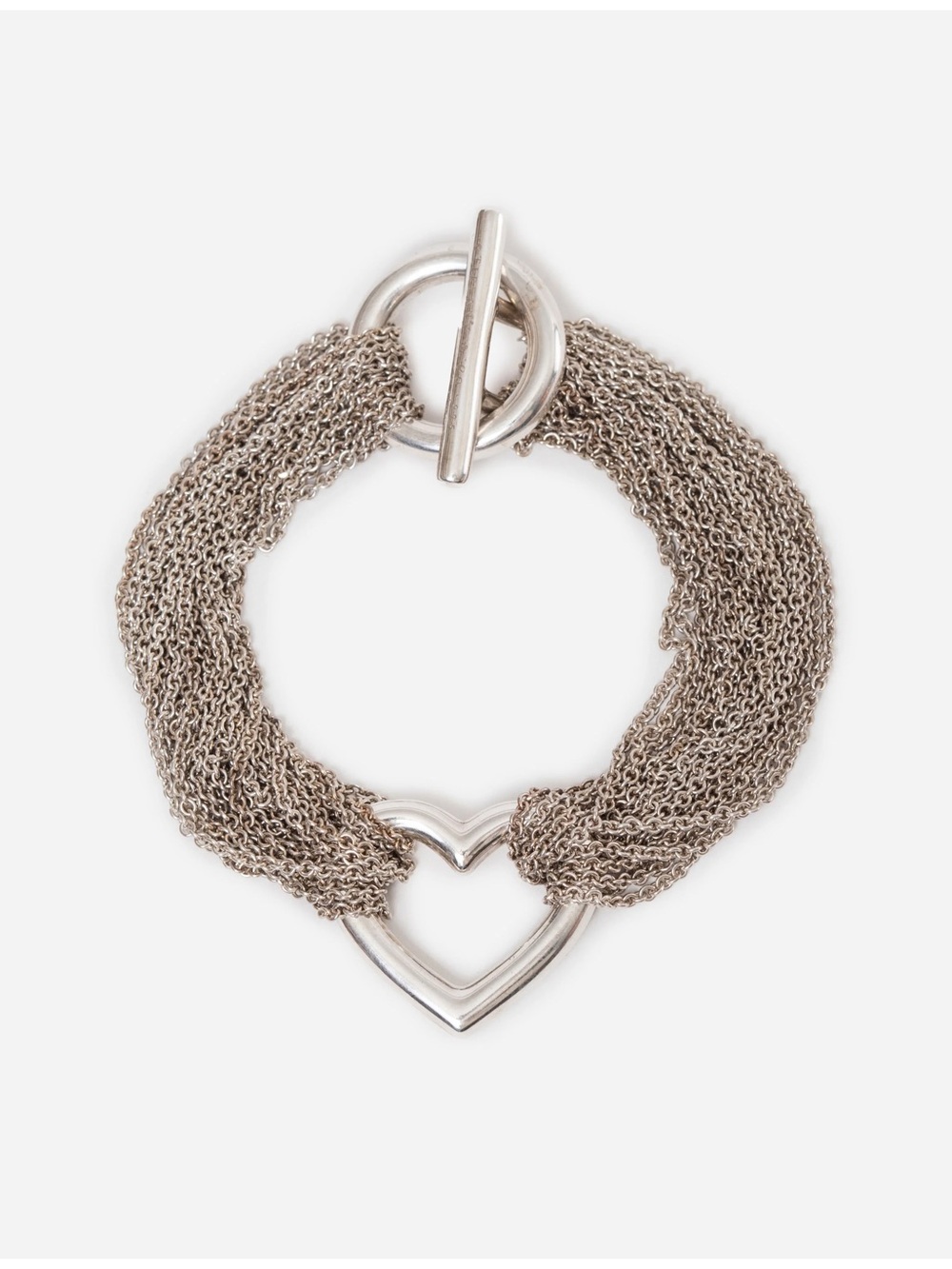 Tiffany & Co. Sterling Silver Open Heart Multi Strand Bracelet